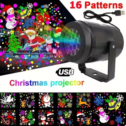 Snowflake Christmas laser projector light shown in use
